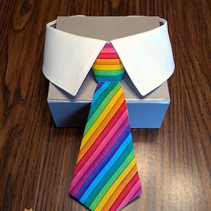 Rainbow Dog Tie and Shirt Collar, Rainbow Stripes Dog Tie for Big Dogs and Small Dogs, Removable Dog Neck Tie, Dog Bow Tie image 3