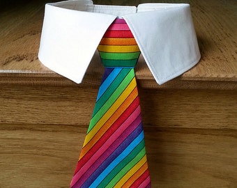 Rainbow Dog Tie and Shirt Collar, Rainbow Stripes Dog Tie for Big Dogs and Small Dogs, Removable Dog Neck Tie, Dog Bow Tie