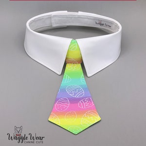 Pastel Detachable Dog Necktie or Bow Tie with White Easter Eggs, Your Choice of Collar Color, 35 Free Shipping image 2