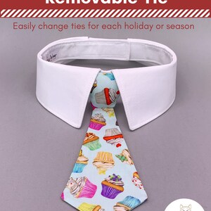 Colorful Cupcakes Dog Neck Tie or Bow Tie Collar, Happy Birthday Cup Cake Dog Tie, Party Dog Tie with Your Choice of Collar Color image 4