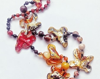 Unique jewelry of the highest quality - agate and handmade glass beads - gold