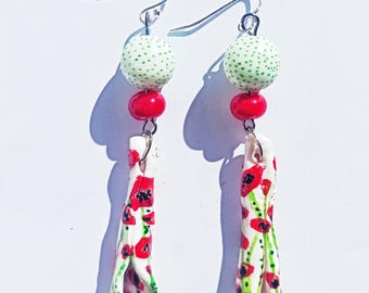 Joyería única: pendientes de cuentas de vidrio soplado, pendientes de cuentas de vidrio, regalo de ArtClay para ella.