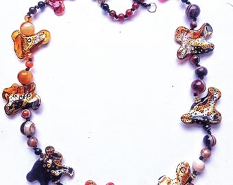 Collar de cuentas único y de primera calidad - collar de artista - cuentas de vidrio - arcilla artística - soplado de vidrio - pieza única