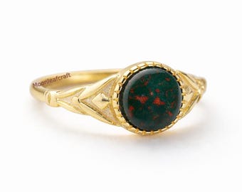 Anillo de piedra de sangre de plata esterlina, regalo para hombres y mujeres, joyería minimalista hecha a mano.