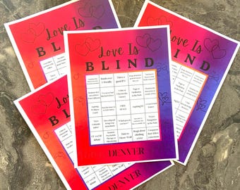 Love Is Blind Denver Bingo Party Game (4 unique cards) full color