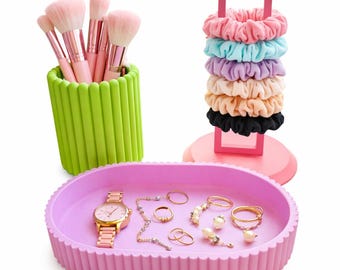 3D Printed Vanity Organizer Set – Makeup, Jewelry, Hair Accessories Holder