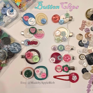 Knopf Haarspangen - Whimsy, Retro Blumen Haarspangen - Haar Accessoire
