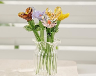 Handmade Glass Birth Flowers, Glass Birth Month Flowers, Birth Flower Bouquet, Glass Flower Bouquet, Hand Blown Spring Flower,Christmas Gift