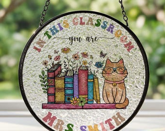 Custom Teacher Stained Glass Suncatcher,Windown Hanging,Teacher Appreciation Gift From Student,Back To School,Teacher Gift,Classroom Decor