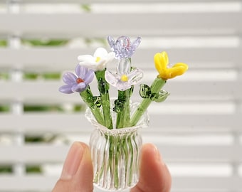 Glass Birth Month Flower, Birth Flower Gift, Hand Glass Flower Sculptures, Glass Flower Bouquet, Unique Birthday Christmas Gifts for Her Mom