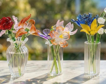 Birth Month Flower Glass, Glass Flower Bouquet, Hand Blown Spring Flower, Birth Flower Gift, Gift For Her, Glass Birth Flower Gift