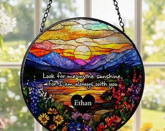 Memorial Stained Glass Suncatcher, Sympathy Gift for Loss of Mom or Dad, In Loving Memory Window Hanging, Remembrance Keepsake