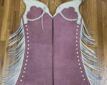 Handgefertigte Wildleder Cowboy Chaps mit Fransen