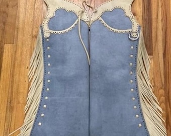 Handgefertigte Wildleder Cowboy Chaps – Western Fransen Reitbekleidung