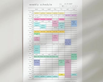 Weekly half hour schedule: Minimalist, Weekly Planner (Printable, Letter size, A4, A5)