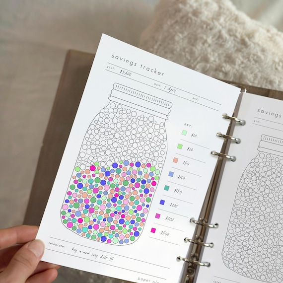 Savings Jar Tracker: Printable, Savings Planner (PDF, Letter size, A4, A5)