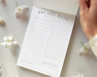 Daily Productivity: Notepad, Daily Planner, Minimalist, Task List, Desk Pad, Daily Schedule, Get Shit Done (Printable, PDF, A5, Letter Size)