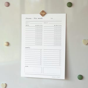 Couples Chore Tracker: Printable, Two Person, Chore Chart, Weekly Chore Planner, Household Organizer, Minimalist ( A4, A5, Letter size)