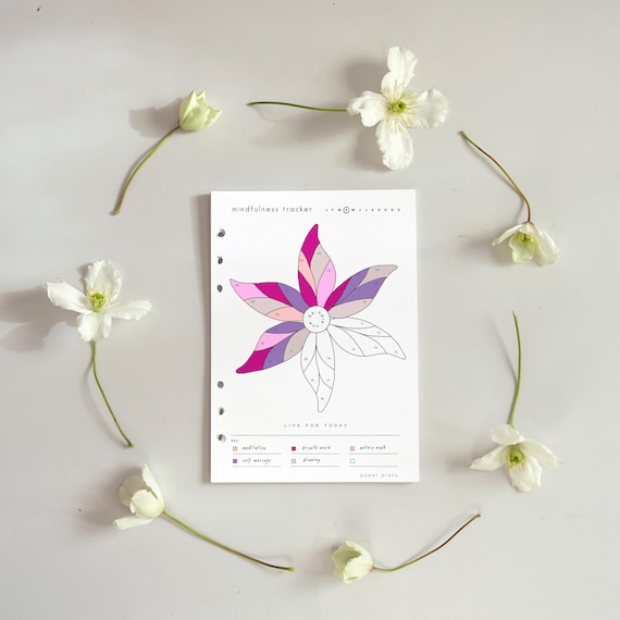 Mindfulness Journal - Monthly Tracker (Printable, PDF, Letter size, A5 )