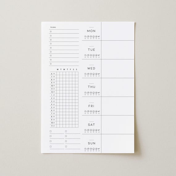 Minimalist Weekly Planner: Week At-a-Glance, Task List, Schedule, Weekly Plan  (Printable, Letter Size, A4, A5)