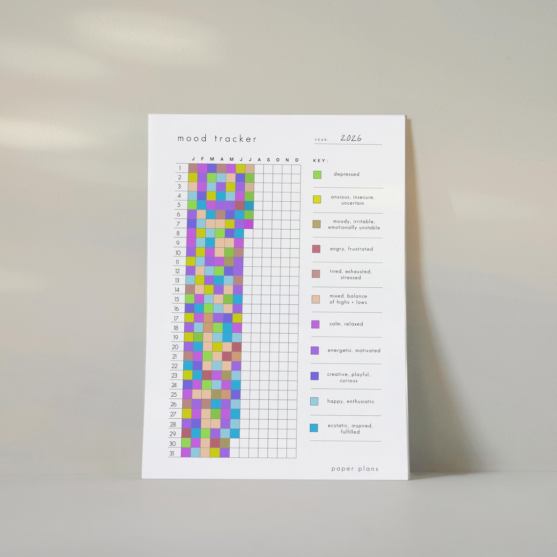Mood Tracker: Year in Pixels, Self Care ( Printable Planner) - Etsy