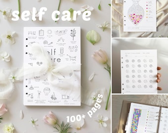 Self Care Journal Bundle: Wellness-Planer, 100+ minimalistische Seiten (Printable, Letter size, A5)