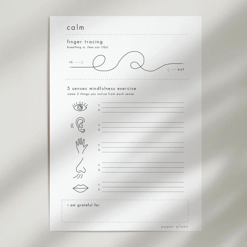Calm Anxiety Printable: Mental Health Journal, Self-Care Prompts, Mindfulness Exercise (PDF, Letter Size, A5) image 2