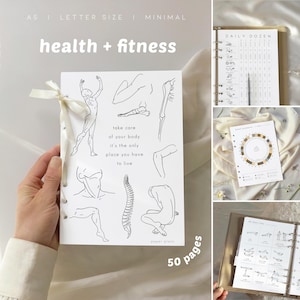 Health & Fitness Journal: Bundle, 50+ pages, Minimalist (Printable Planner, A5, Letter size)