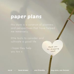 May include: A heart-shaped tag with the text "thank you for shopping small" is featured in this image, alongside the words "paper plans." The image also includes the phrases "no Ai," "hand drawn," "eco friendly," and "buy once, use forever."