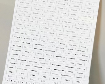 Etichette adesive per planner: stampabili, linguette, minimaliste (PDF)