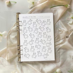 Doodle Of The Day: Printable Journal Page, Teddy Bear, Mindfulness, Creative Prompt, Drawing Journal Page, Doodle Challenge, Daily Doodle