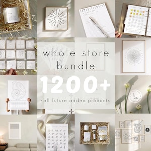 Whole Store Bundle - 1200+ Printable Paper Goods - Life Planner, Calendars, Cards ( Minimalist Stationery, PDF)