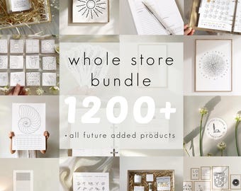 Whole Store Bundle - 1200+ Printable Paper Goods - Life Planner, Calendars, Cards ( Minimalist Stationery, PDF)