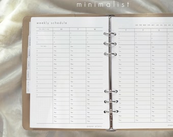 Weekly Schedule: 2 Pages, Minimalist, Weekly Planner Template, Weekly Journal, WO2P, Weekly Agenda (Printable, Letter size, A5)