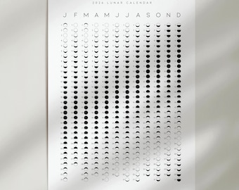 2026 Mondkalender: Mondzyklen-Tracker, Mondphasen, minimalistisch (druckbar, download)