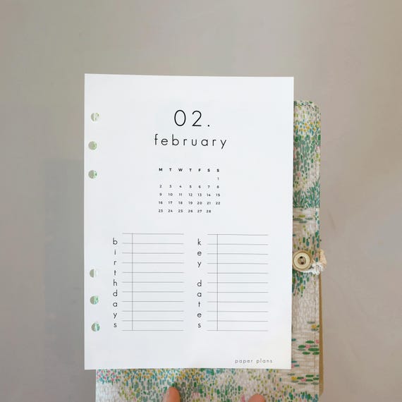 Monthly Journal Dashboards: Minimalist Planner, Month At-a-Glance, Important dates (Printable, Letter size, A4, A5)