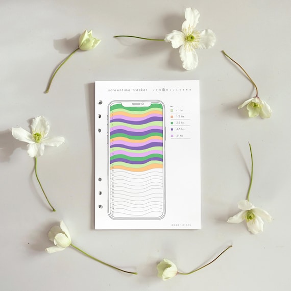 Screen time Tracker: Printable Planner, Bujo, Wellness Journal ( PDF, letter size, A5)