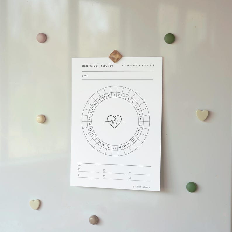 Exercise Monthly Tracker: Printable Journal Page, Workout Tracker ...
