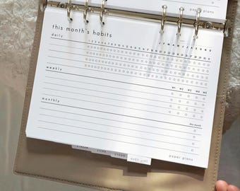 Monthly Habit Tracker: Printable Planner, Monthly - Weekly -Daily Habits, Chore Chart ( A4, A5, Letter size )