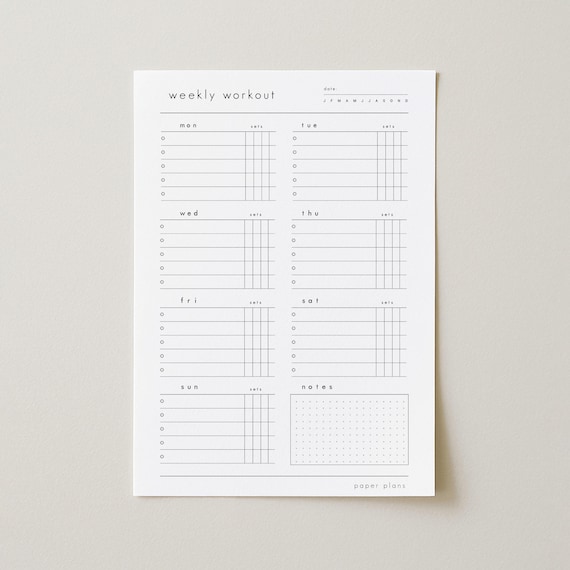 Weekly Workout Planner - Printable, Minimalist, Exercise Routine Planner, Fitness Journal, Workout Tracker ( PDF, A5, Letter Size)