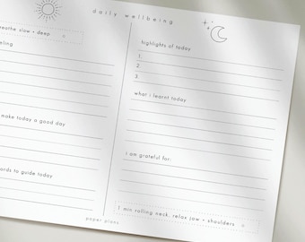 5 Minutes Daily Ritual: Printable, Daily Page, Daily Routine, Daily Journal Prompt, Daily Reflection, Minimalist (PDF, A5, Letter Size)