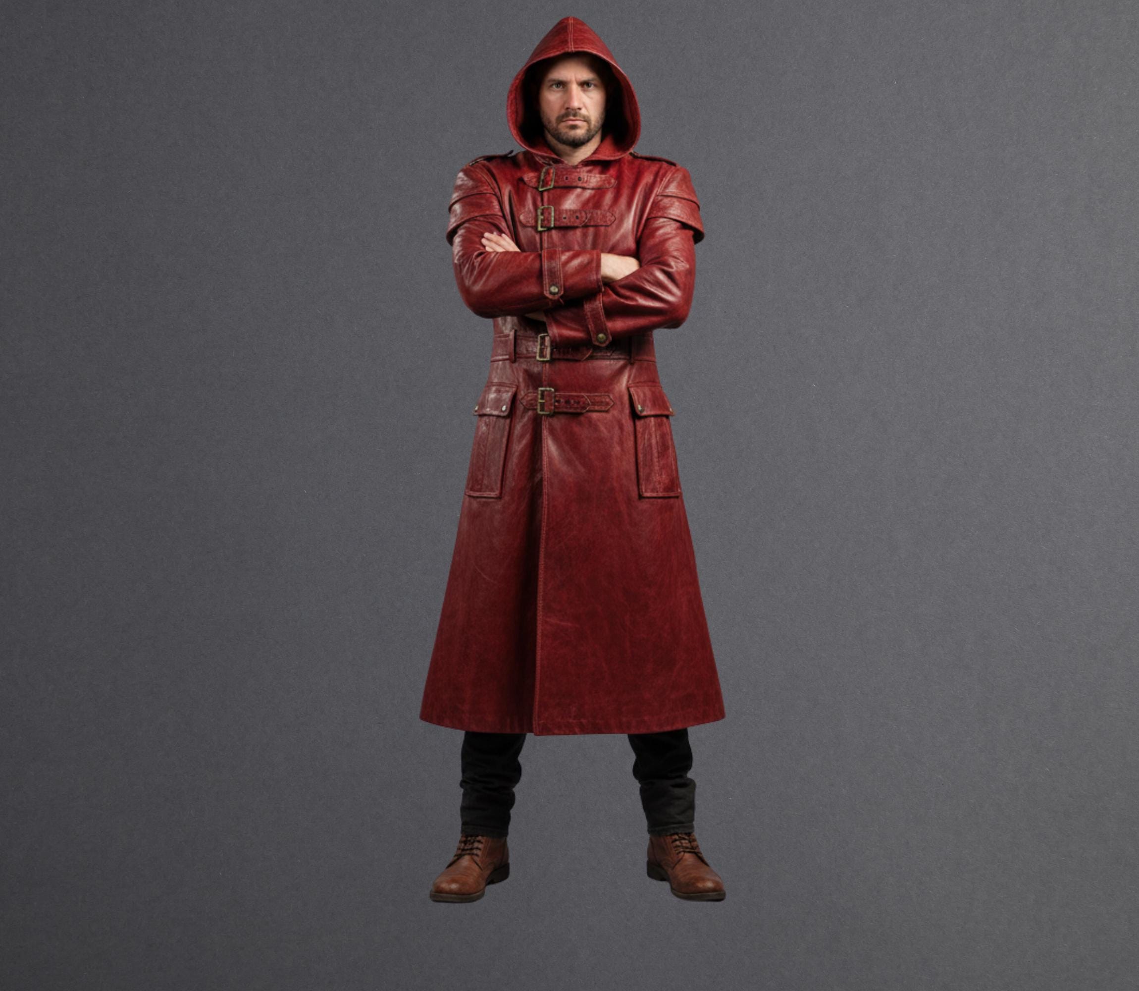 赤いダブルブレストロングコート ロングコート メンズ チェスターコート 無地 アウター コート