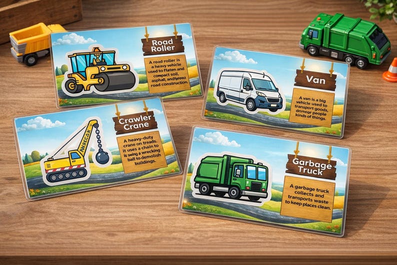 Vehicle Flashcards Printable – 25 Car Cards for Kids – Transportation ...