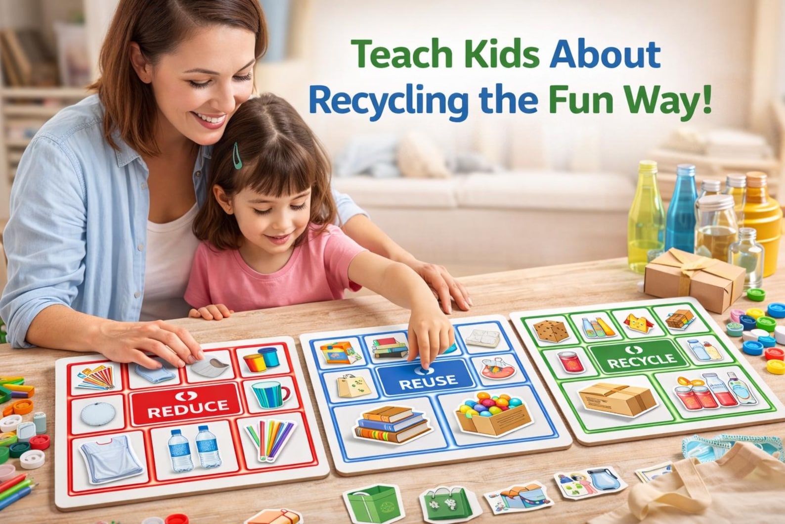 3rs Recycling for Preschoolers | Reduce Reuse Recycle Sorting Game ...