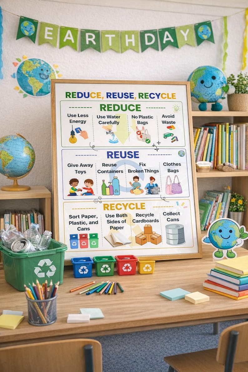 Reduce Reuse Recycle Poster for Kids |recycling Guide Printable ...