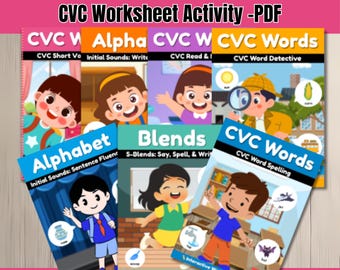 CVC Words Phonics Worksheets Bundle – 71 Printable Activities for Preschool & Kindergarten
