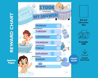 Kids Shower Chart – Printable Daily Hygiene Habit Tracker (PDF)