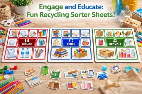 3rs Recycling for Preschoolers | Reduce Reuse Recycle Sorting Game ...