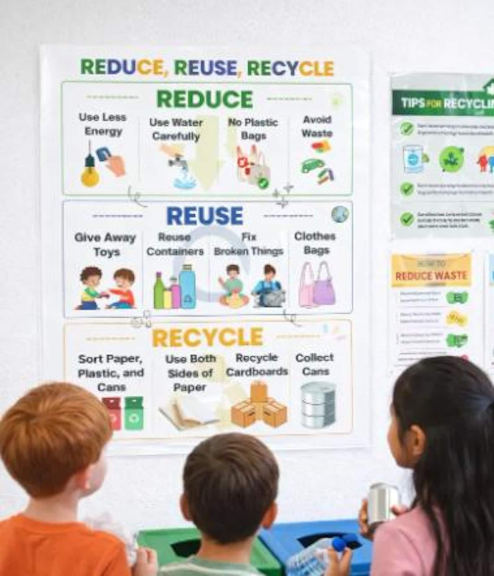 Reduce Reuse Recycle Poster for Kids |recycling Guide Printable ...