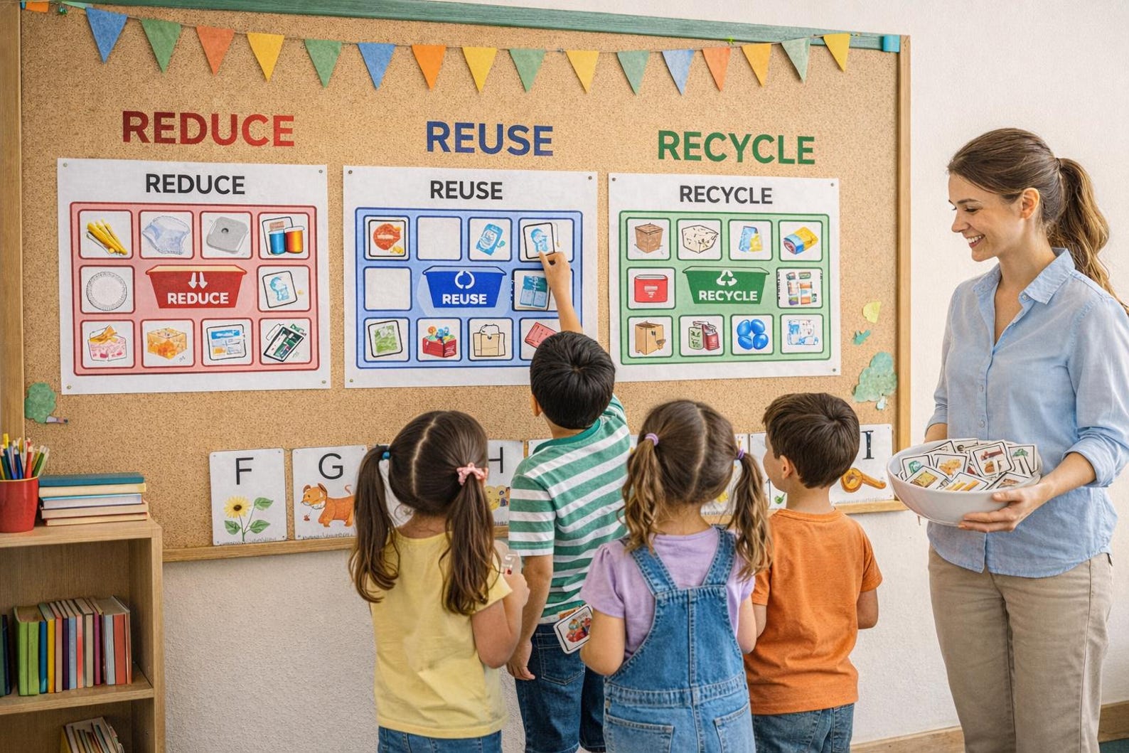 3rs Recycling for Preschoolers | Reduce Reuse Recycle Sorting Game ...